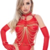 Kinky Diva High Gloss Harness kettidega (punane)