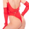 Kinky Diva High Gloss Harness kettidega (punane) - Image 2
